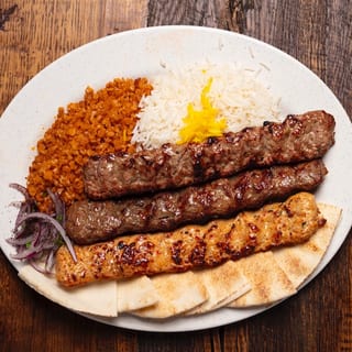 #17) Combo Koobideh (Beef Koobideh, Lamb Koobideh, Chicken Koobideh Plate)